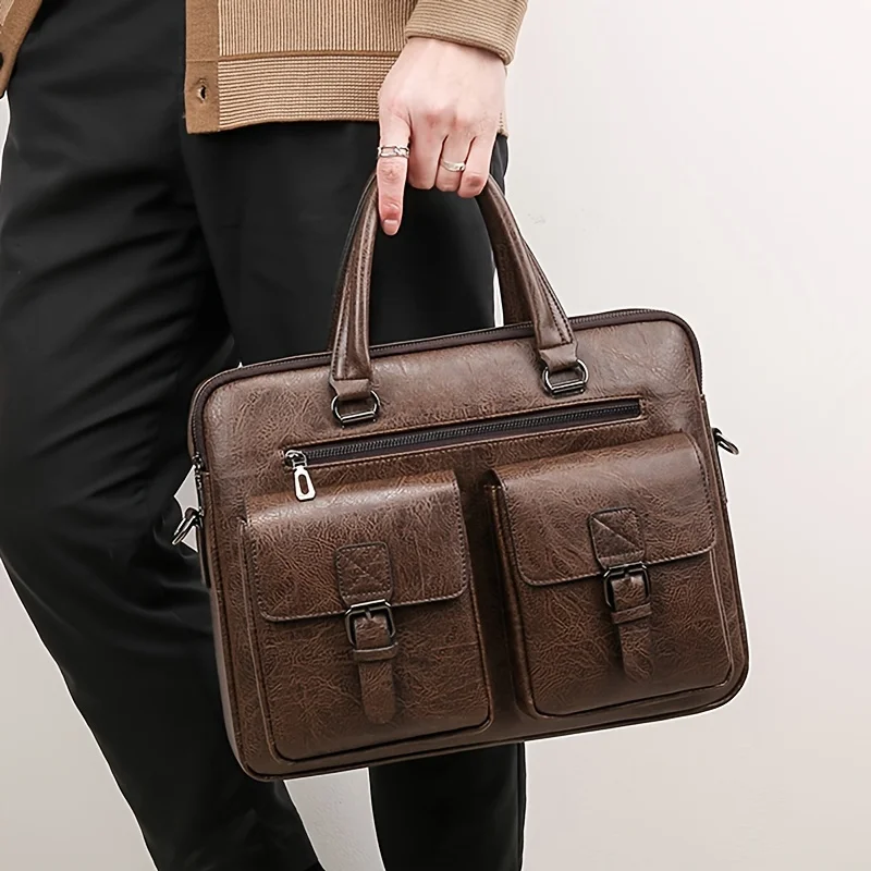 Large Capacity Business Handbag, PU Leather Briefcase