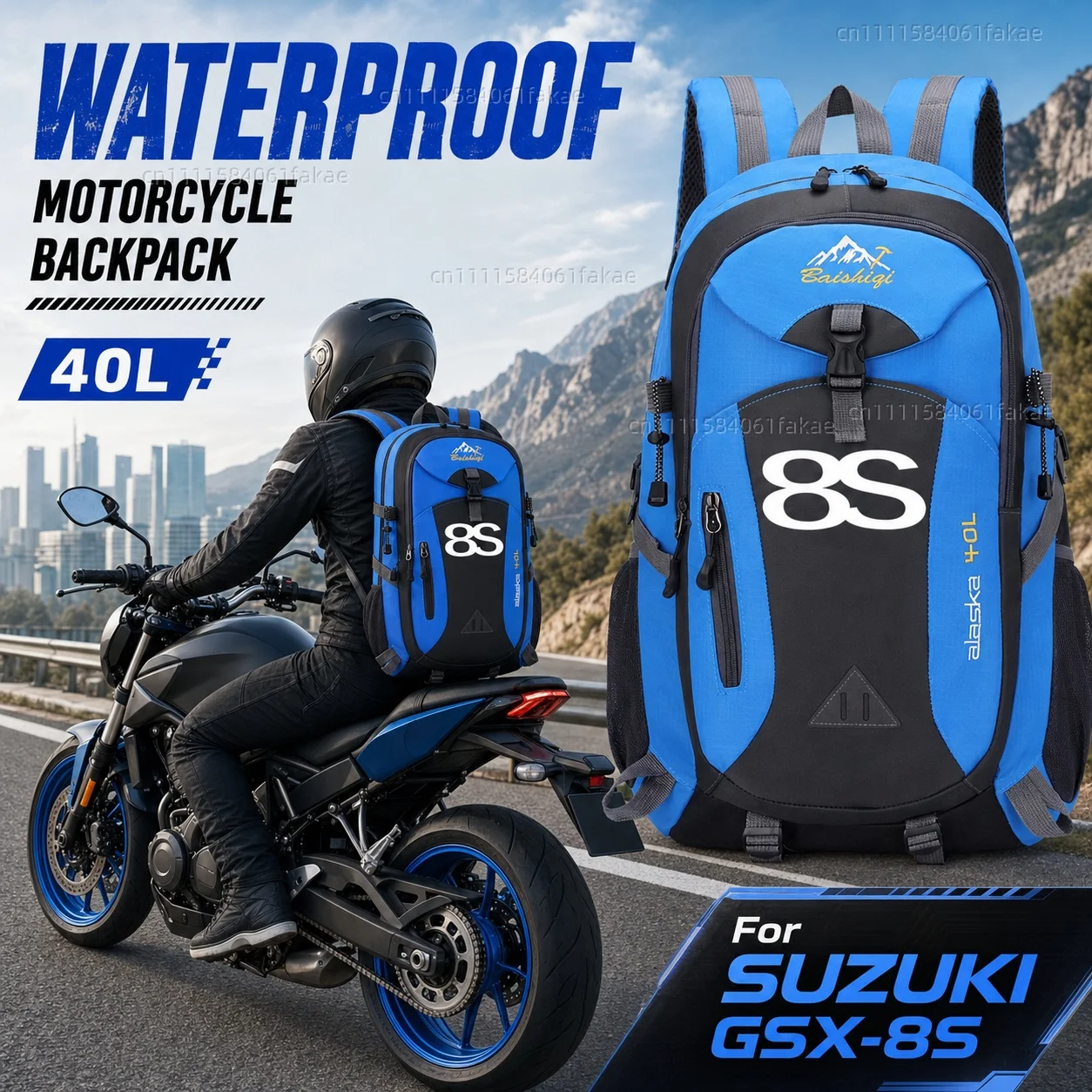 For SUZUKI GSX-8S GSX8S GSX 8S 2023 All Years Motorcycle Backpack 40L Waterproof Travel Backpack Outdoor Hiking Camping Daypack