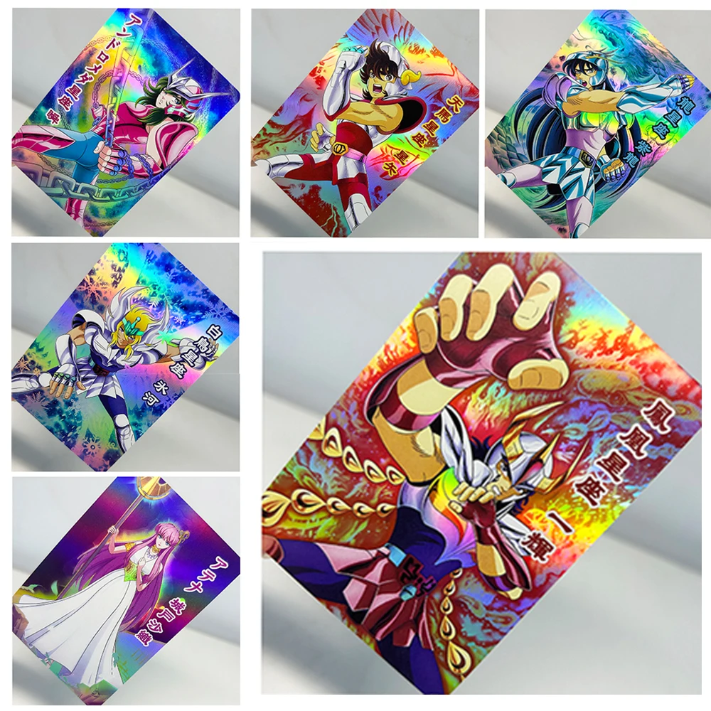 

Saint Seiya DIY 6PCS Shiryu Ikki Hyoga Saori Kido Rainbow Refraction Collection Card laser anime Christmas birthday presents