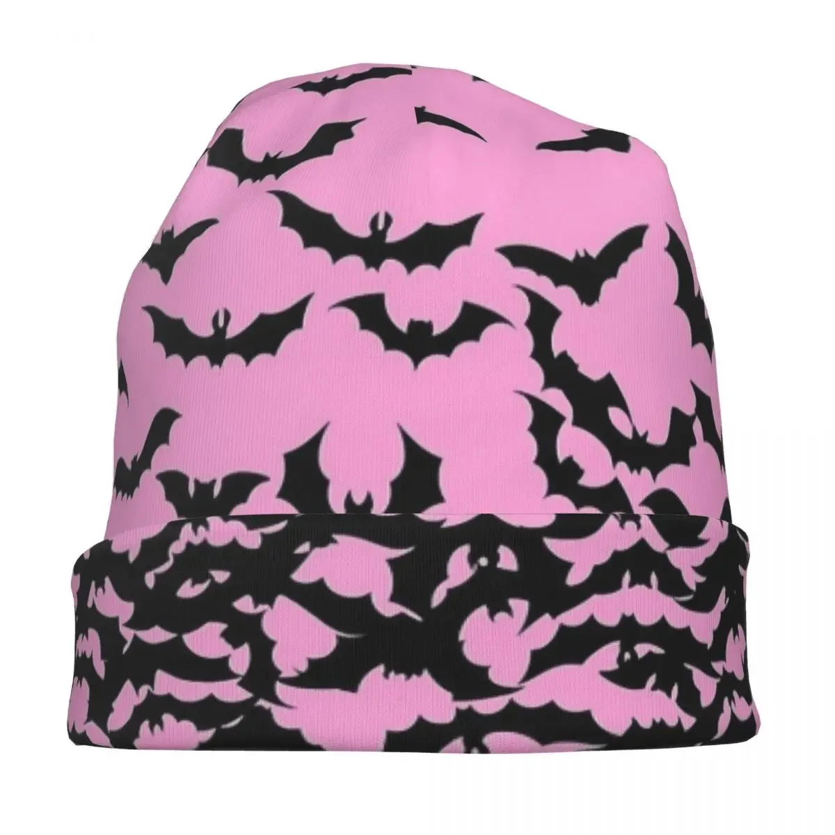 Pink Bat Halloween Goth Skullies Beanies Hat Vintage Unisex Street Caps Warm Dual-use Bonnet Knitted Hat