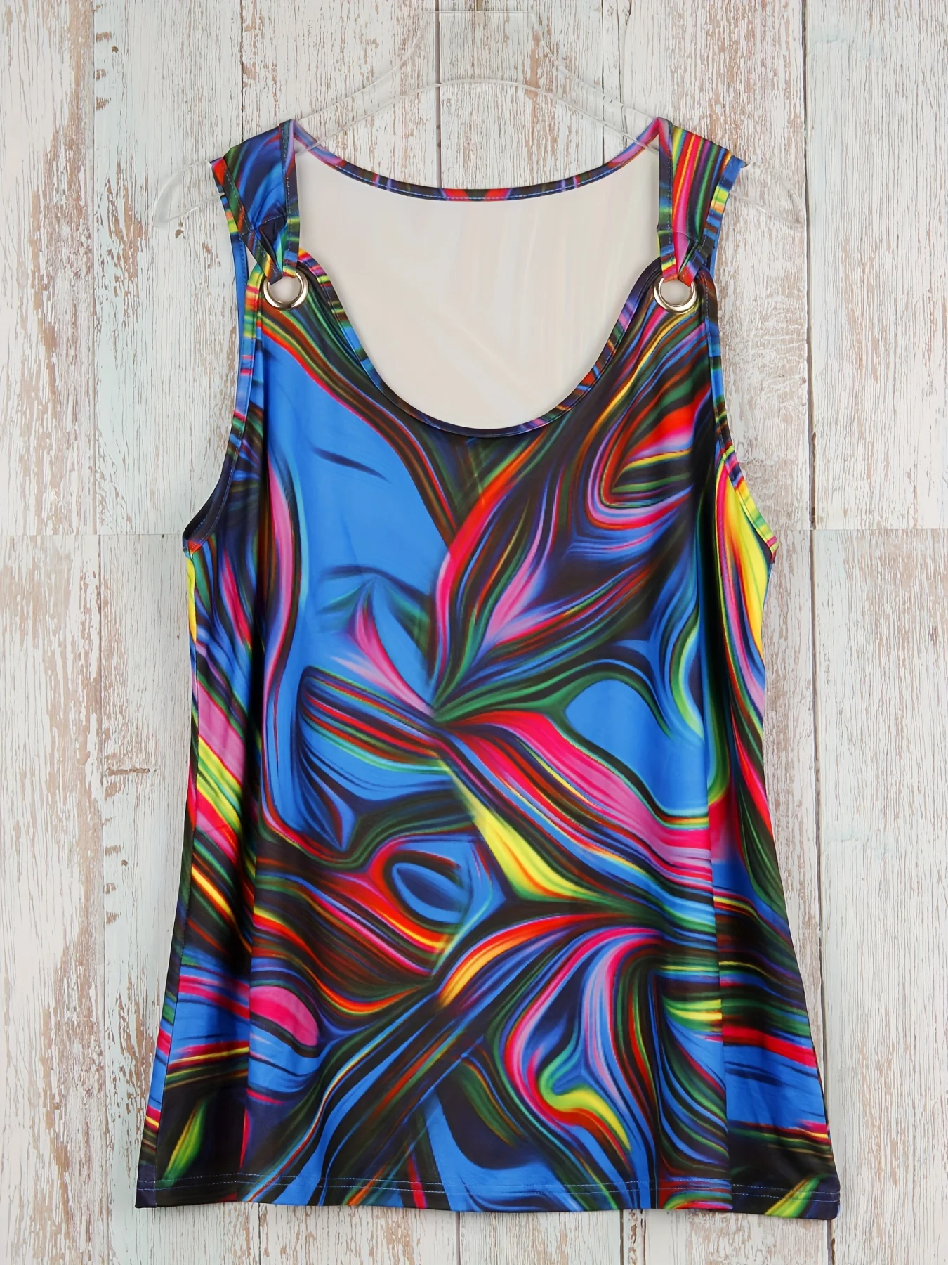 Plus Size Tank Top mit abstraktem Druck, lässiges, ärmelloses Tank-Top mit Rundhalsausschnitt für den Sommer, Damen-Kleidung in Übergröße