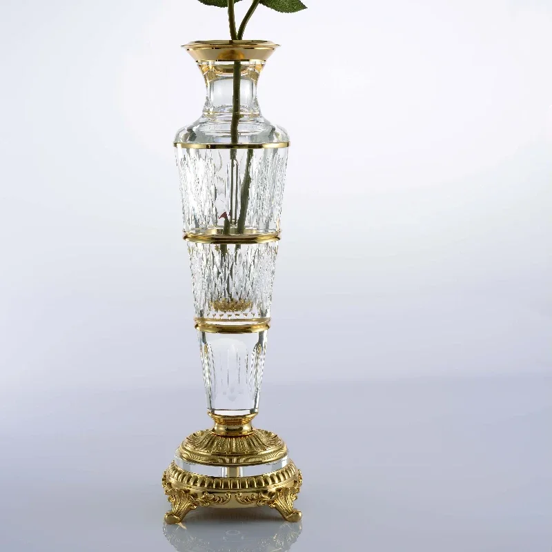 

Simple design European dining table home decoration, gold-plated base elegant crystal modern living room luxury vase