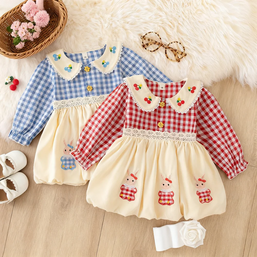 

Платья для девочек, весенне-осенние клетчатые платья с длинными рукавами для маленьких девочек, очаровательные детские платья с воротником, одежда для маленьких девочек