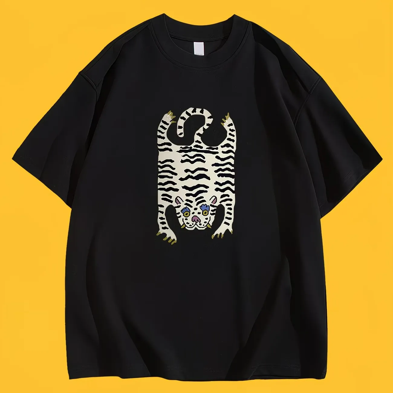 Tiger Stripe Print T-Shirt Women Men Harajuku Streetwear Graphic Tee Summer Short Sleeve Y2K Aesthetic Trendy Casual Loose Tops