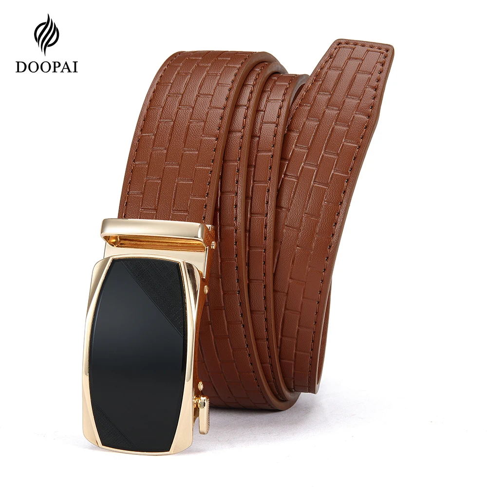 DOOPAI Mens Leather Belt Multiple Colors Automatic Available Belts Leisure Fashion Ratchet Belts for Men Pants Waistband