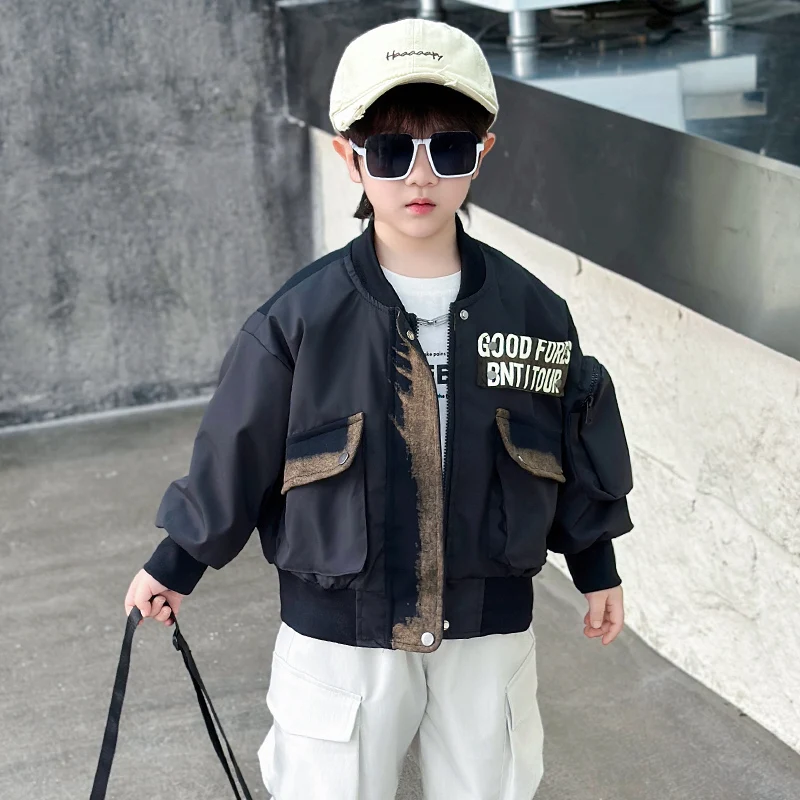 

2025 Autumn New Boys' Jacket Casual Handsome Children's Jacket 2-13 Year Old Boys' Clothing RM03