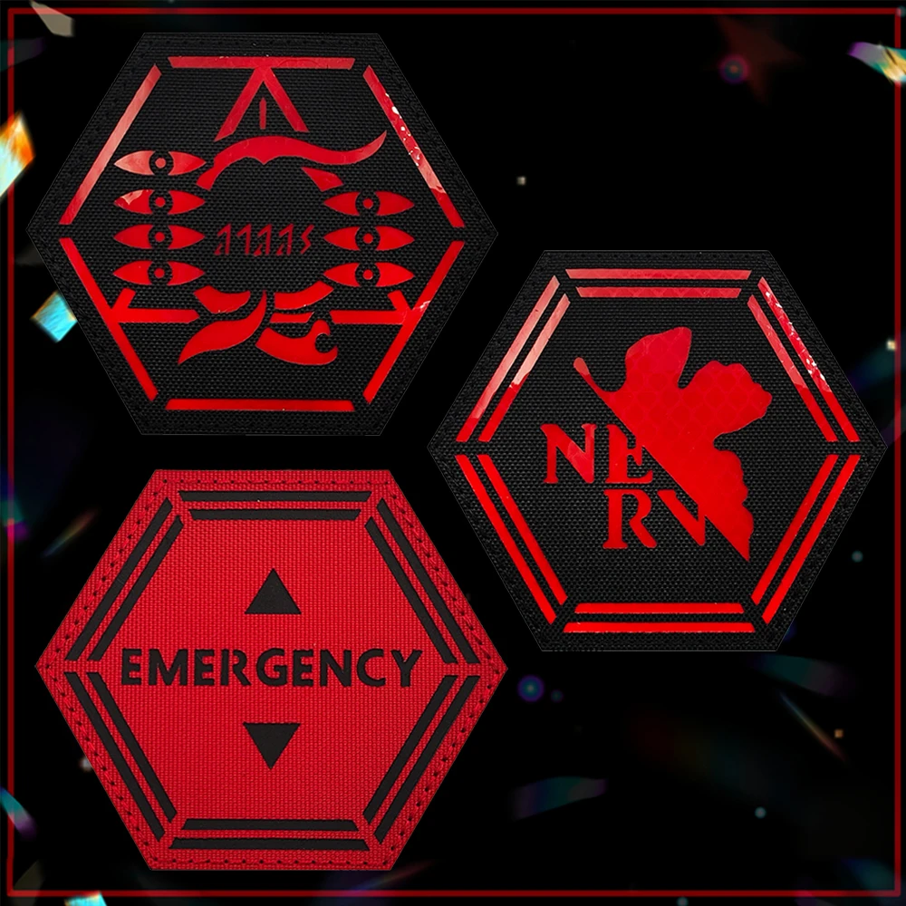 Evangelion NERV IR Reflective Patches Hook&Loop Tactical Badge Navy Armband Fabric Accessories Patches Backpack Clothes Stickers