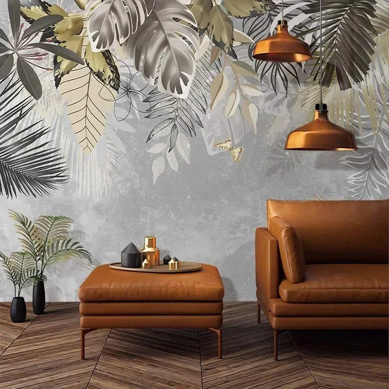 Abstract Line Plant Custom 3D Hand-painted Nordic Mural Wallpaper Tropical Indoor Background for Living Room Bedroom Home Decor