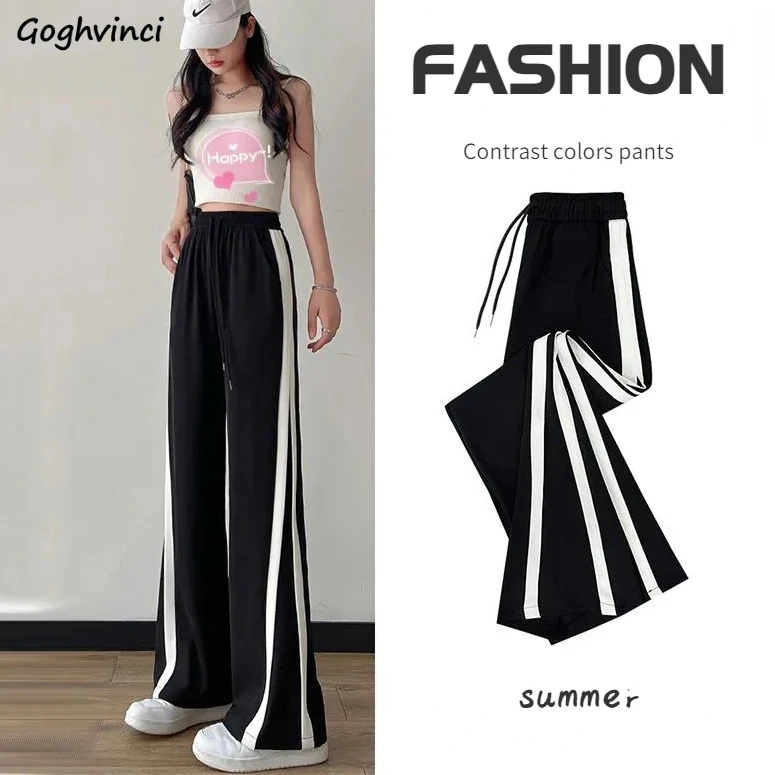 

Straight Pants Women Trendy Patchwork Casual Joggers Looses Simple Korean Style College Spring Summer Basic Sporty Trousers New