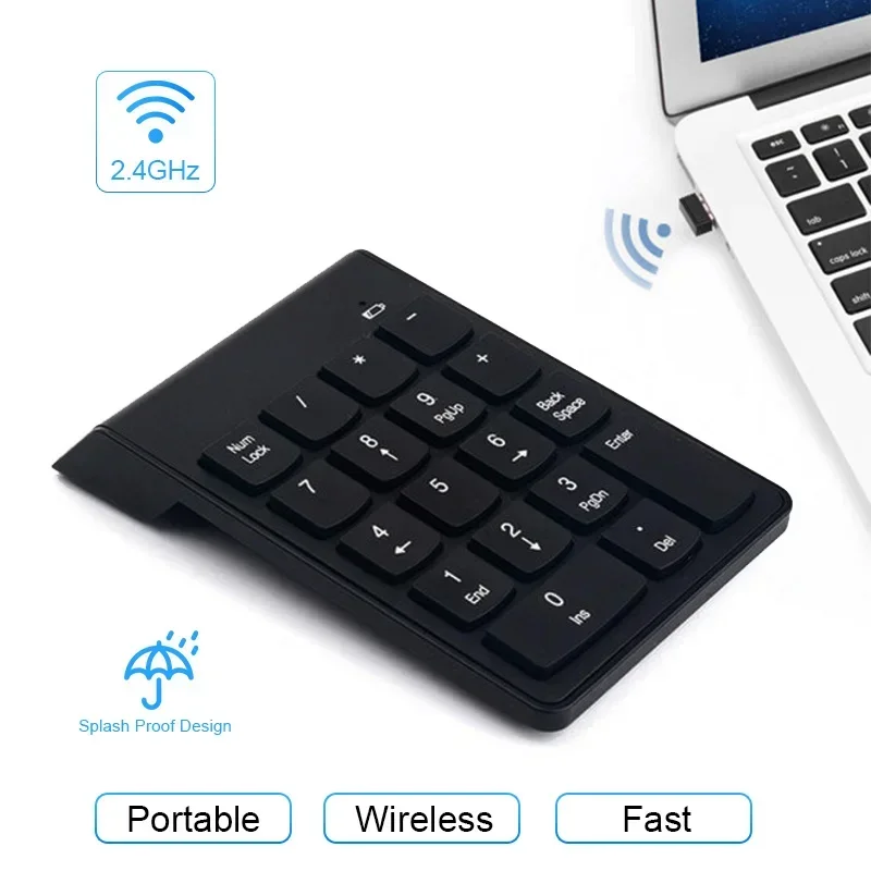 

2.4GHz Wireless Numeric Keypad / Wired Numpad 18 Keys Portable Small-Size Digital Keyboard For Accounting Teller Laptop Notebook