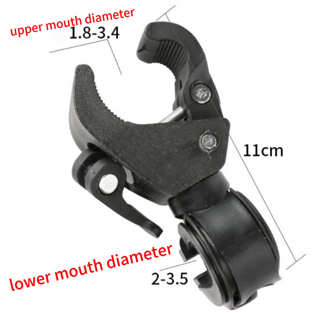90°/360° Rotating Bike Torch Clip Adjustable LED Flashlight Mount for Handlebar Clamp Grip Bracket Bicycle Light Holder