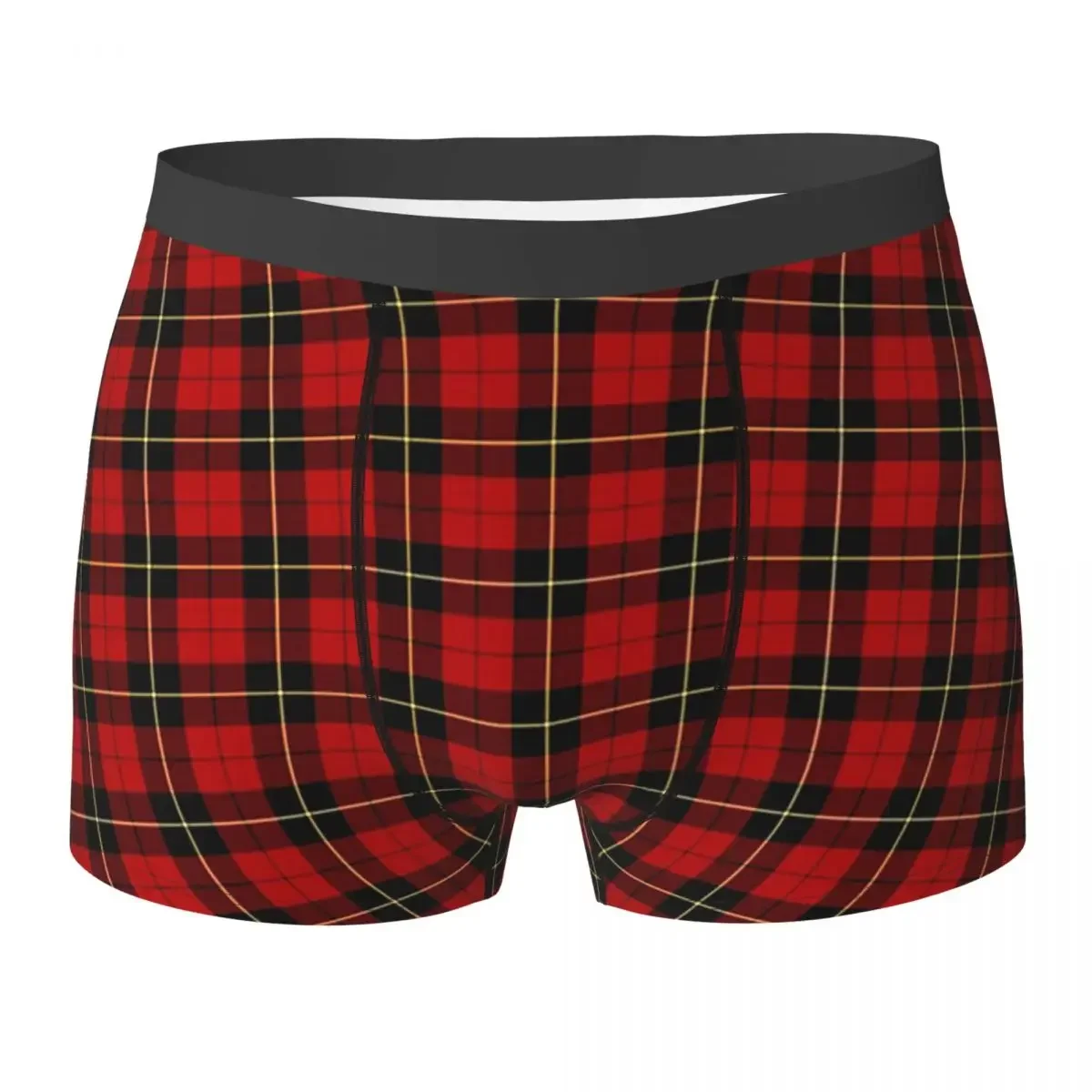 Boxer Underpants Shorts Clan Wallace Tartan Classic Red And Black Plaid Panties Men's Ventilate Underwear for Homme Man