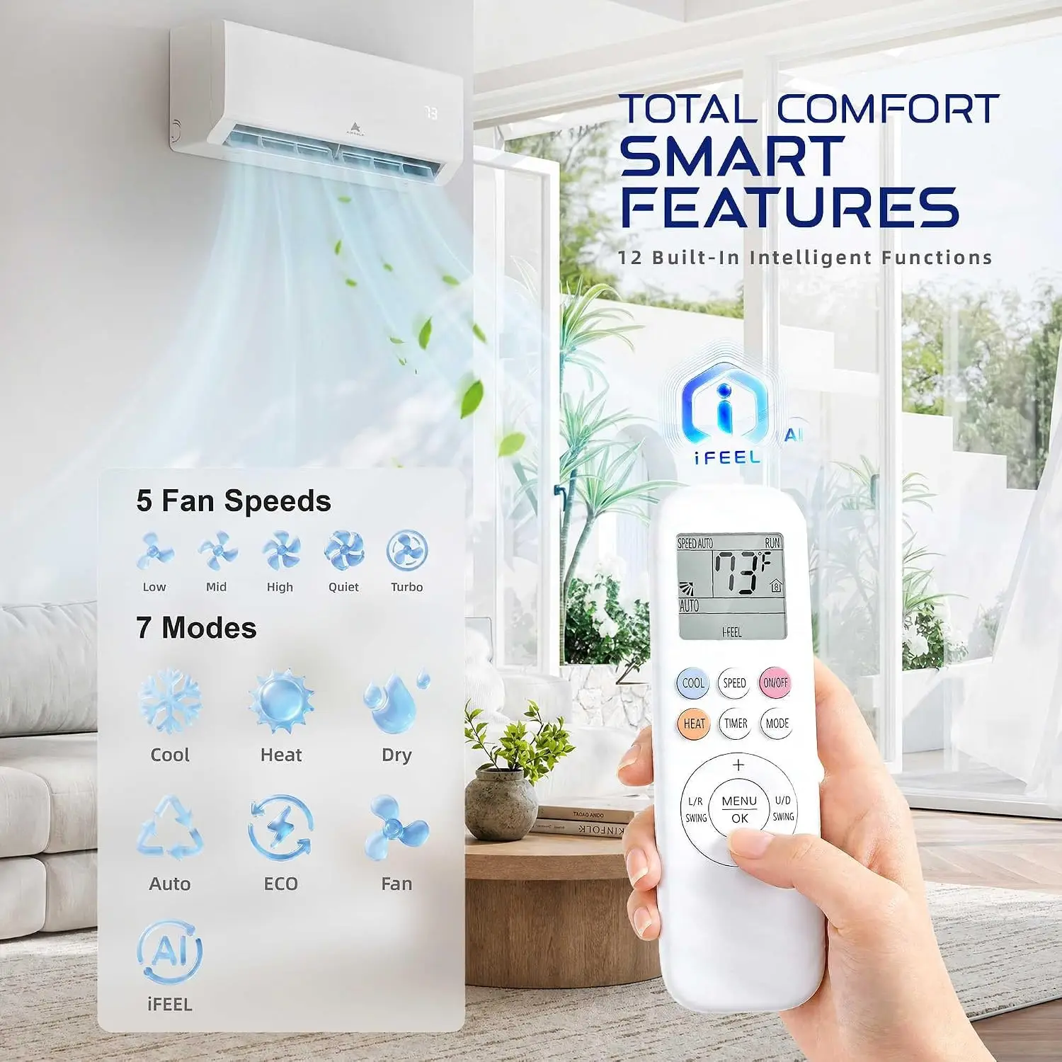 Mini Split AC & Heating System 12000 BTU 22 SEER2 Ductless Air Conditioner with Heat Pump | 115V Inverter Split, Customized