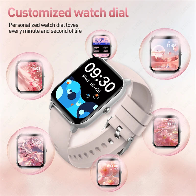 LIGE Smart Watch Women 2025 Blood Pressure Monitor Custom Dial Sport Fitness Tracker Ladies Waterproof Smartwatch Android iPhone