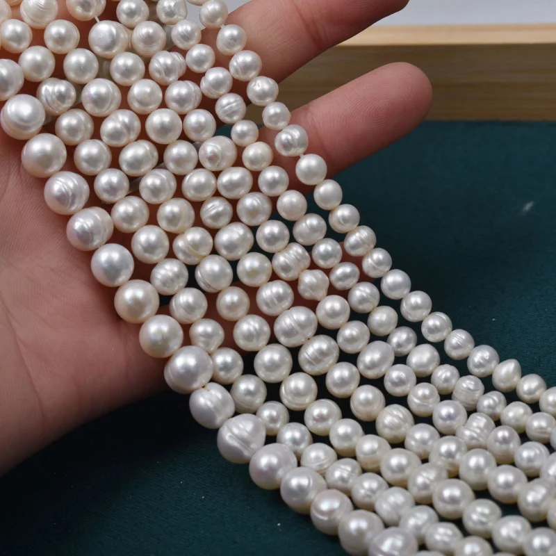 

Natural Pearl5-8mmNear Round Freshwater Pearl Loose BeadsDIYBracelet Necklace Semi-finished High-gloss Threaded Pearl