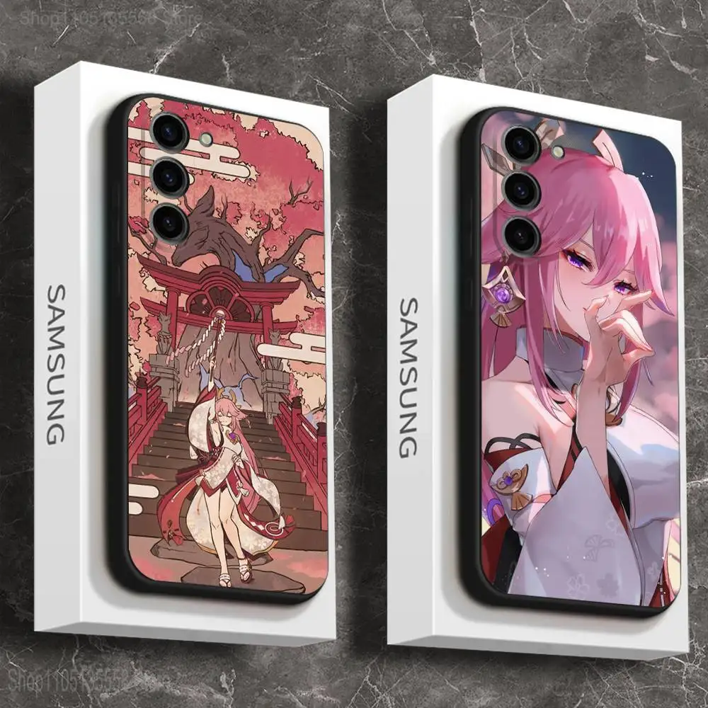 

Genshin Impact Yae Miko Phone Case For Samsung Galaxy A 73,72,51,53,52,71,22,5G,Note,J7,8,9 Soft Black Cover