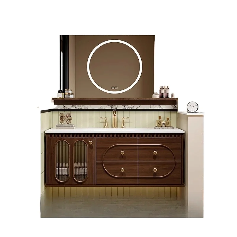 

Second-hand style bathroom cabinet, ceramic integrated basin, bathroom washbasin cabinet, combined