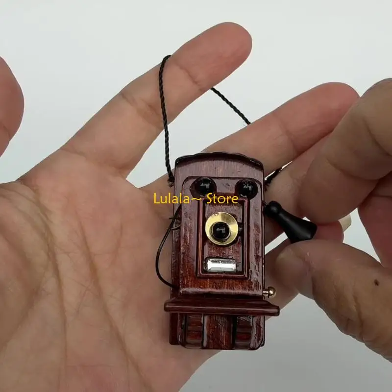 

Y4QA Детальный деревянный антикварный кукольный домик, телефон, масштабная модель 1/12, идеально подходящий для улучшения