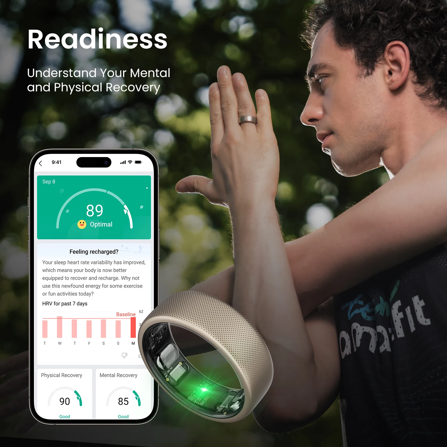 Amazfit Helio Ring 30m Freediving Support Stainless Steel & Mud-resistant Design Route Navigation 2.6mm  Super Slim  Readiness