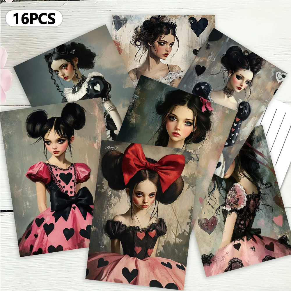 

16pcs, oil painting girl postcards, New Year gifts, Christmas gifts, living room decoration, bedroom decoration, high-quality