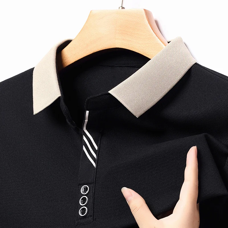 Men's Spring and Autumn Long Sleeve Lapel Single Breasted Shirt Fashion Casual POLO Shirt