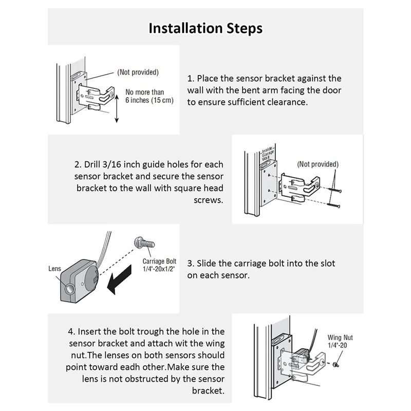 

B50B-10Pcs Garage Door Opener Safety Sensor Eyes Fit For Liftmaster Sears Chamberlain With Brackets