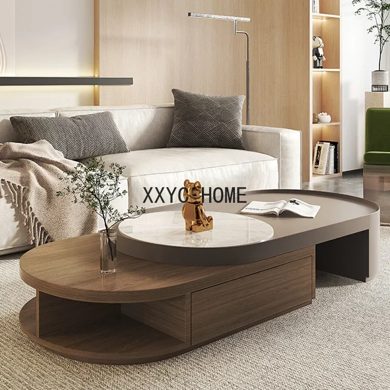 Writing Oval Minimalist Wooden Vintage Luxury Table Round Books Aesthetic Mesa De Centro Room Furniture