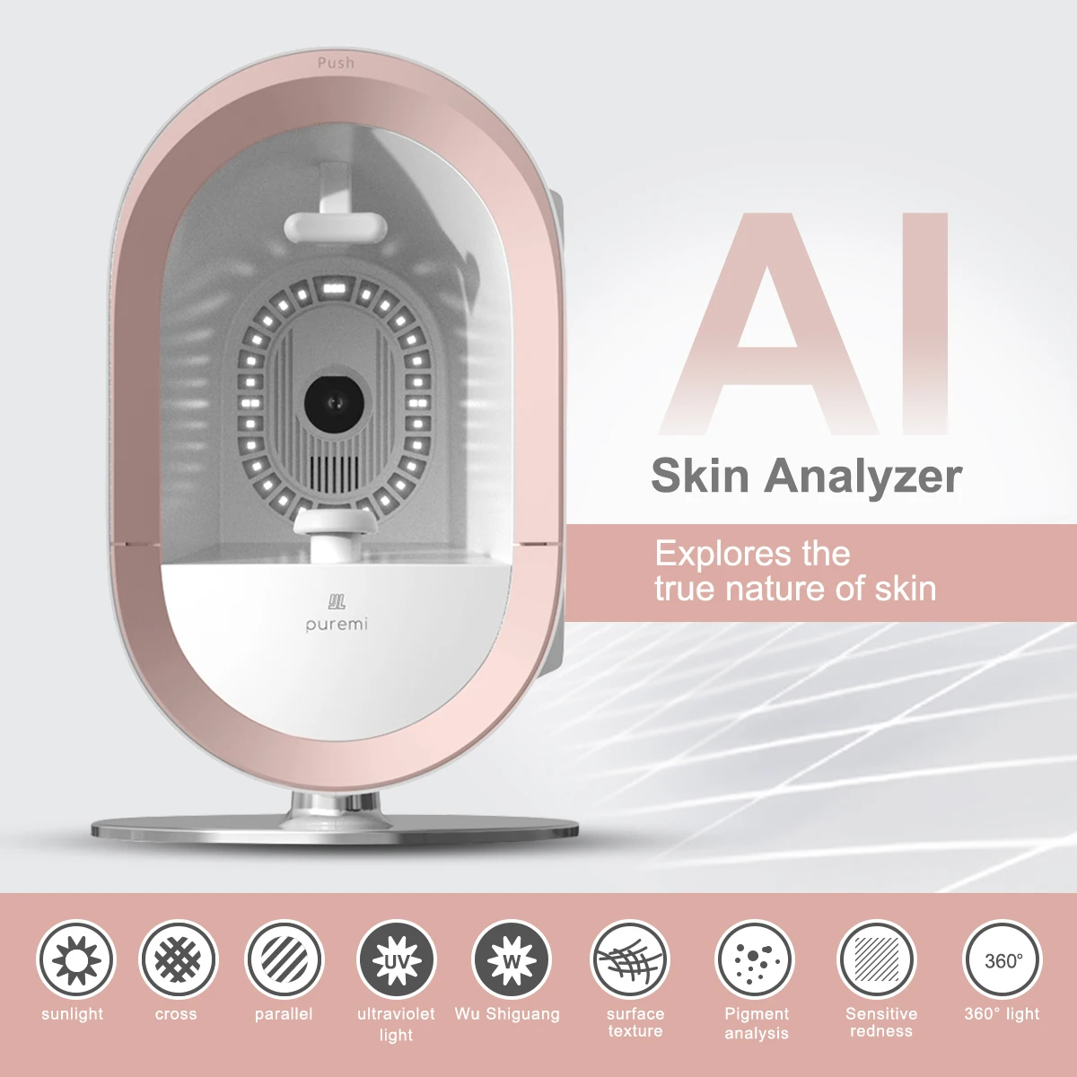 New Design Portable 3D AI Analyzer Skin Smart Digital Facial Screen Home Use Skin Analyzer