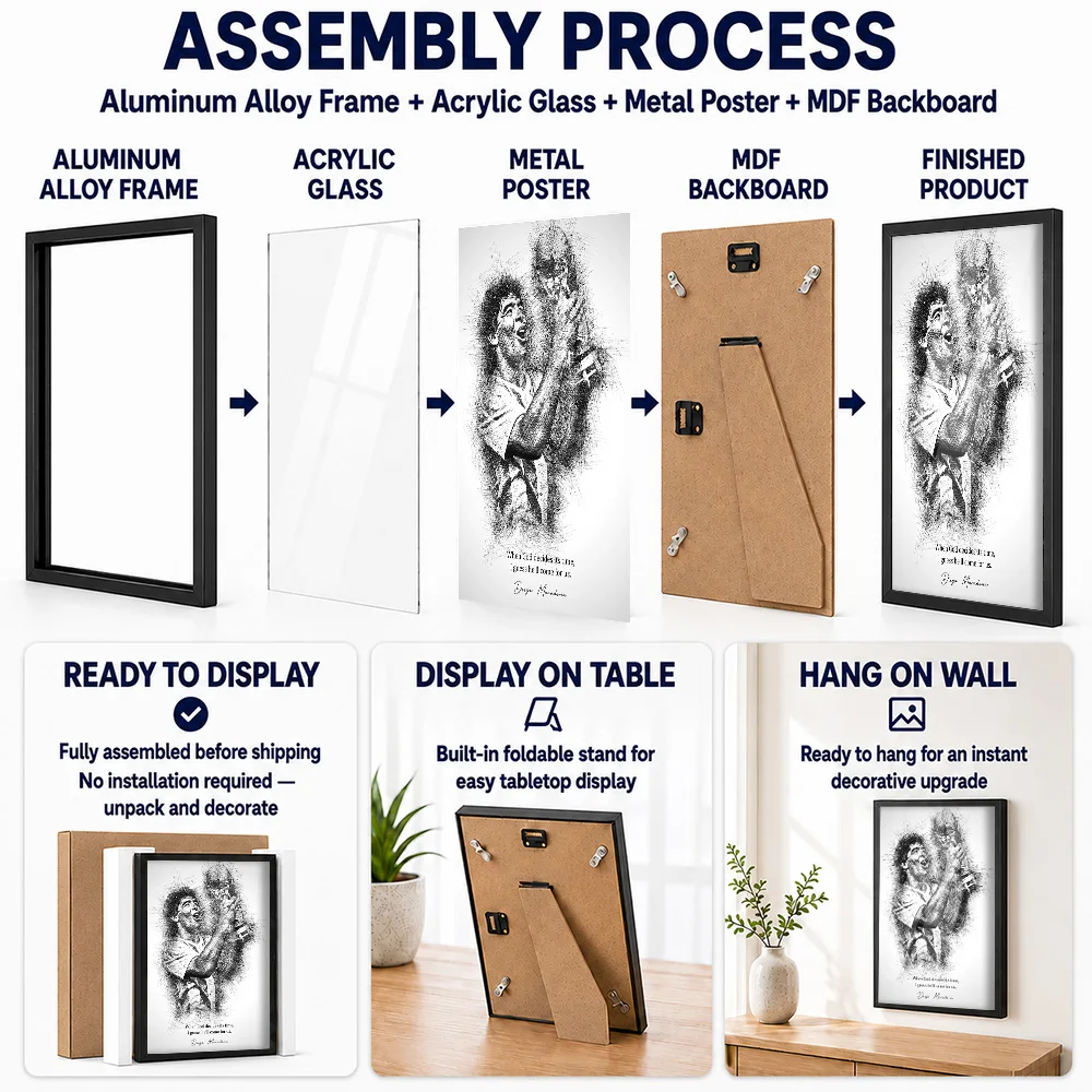 Maradona Argentina Framed Aluminum Metal Poster Personalized Sketch Drawing Wall Art For Home Office, Soccer Enthusiast Gift