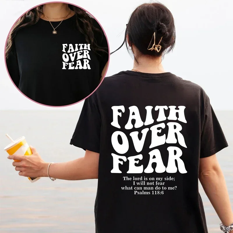 Camisetas cristianas de fe sobre el miedo para mujer, ropa cristiana, camisetas de moda de Jesús, ropa deportiva con versículo bíblico, ropa estética