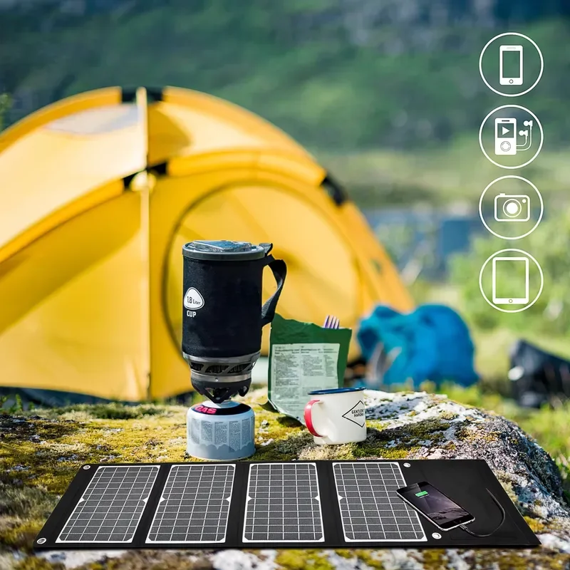 W 14W 21W 25W 30W 60W 80W Folding Solar Charger USB C PD 65W Laptop Power Bank Foldable Panel Hiking Backpacking Outdoor view 3