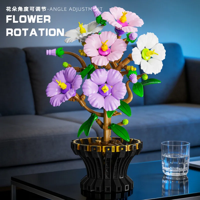 MOC Preserved Flower Building Blocks - Bird of Paradise Chrysanthemum Plum Blossom City Home Decor DIY Bricks Toy Gift for Kids