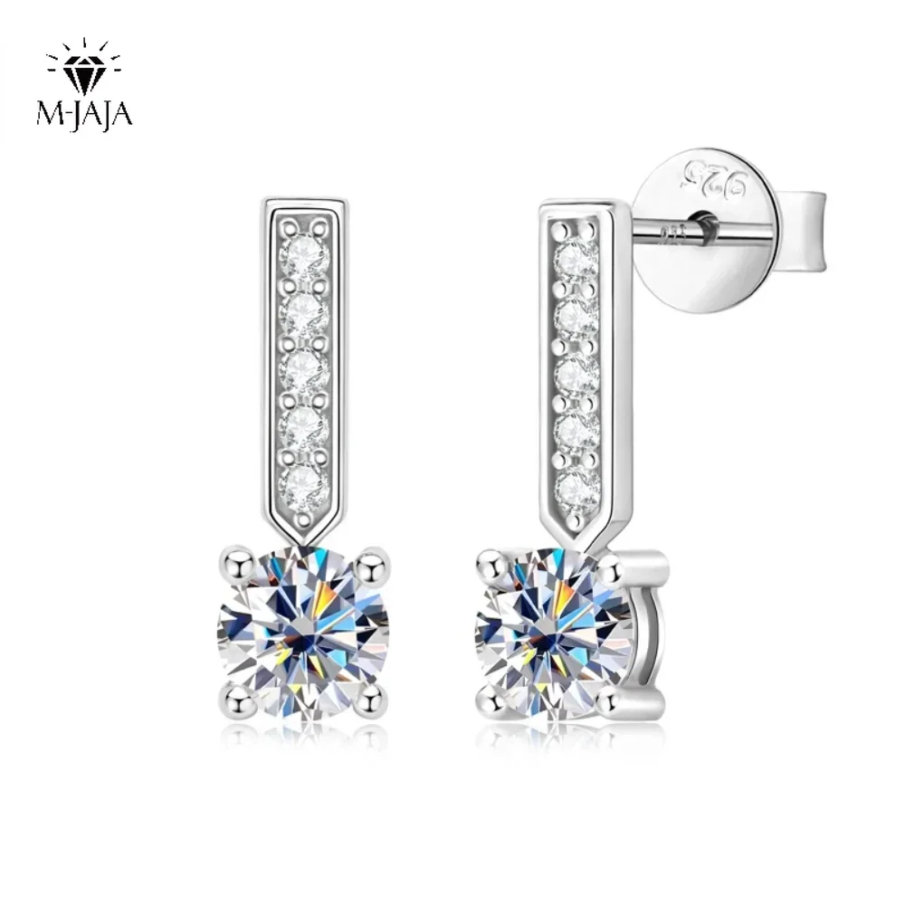 

M-JAJA 1CT Moissanite Pendant Earrings for Women S925 Sterling Silver Diamond Dangle Earrings White Gold Plated Trendy Jewelry