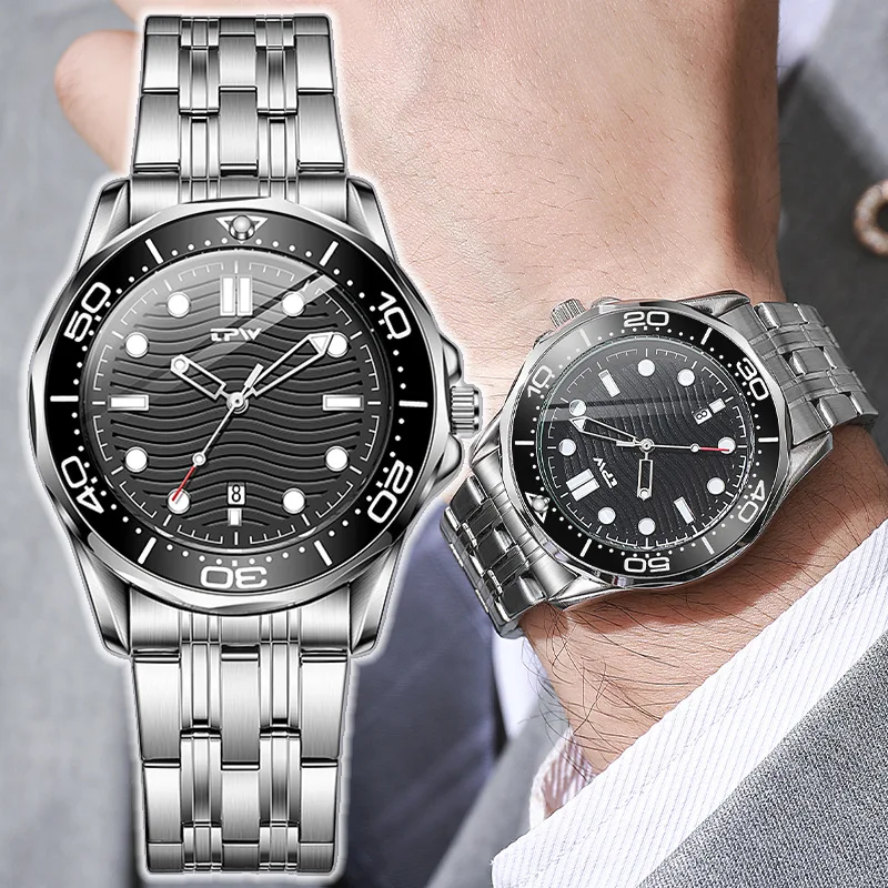 

2026 Luxury Business Date Quartz Watch for Men Stainless Steel Strap Sports Diving Luminous Wristwatch Trending Relojes Hombre
