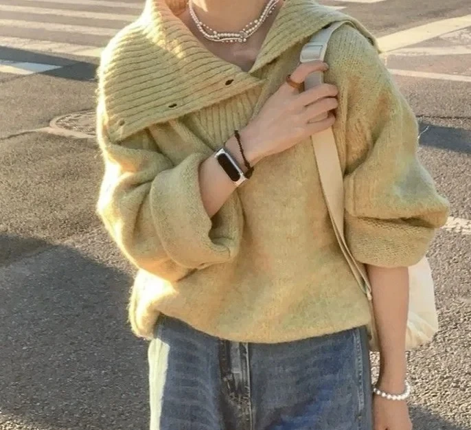 

Свежее поступление, верхняя рубашка, стильный модный вязаный свитер с воротником, женский новый дизайн, элегантный осенний сезон