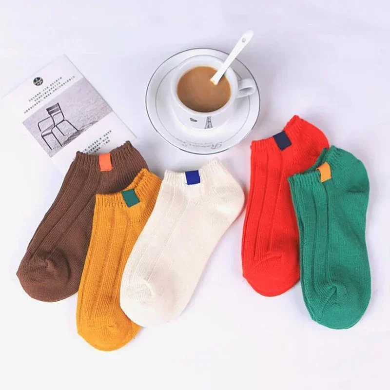 

Women's Socks for Woman Winter Autumn Low Cut Kawaii Cotton Black Red Khaki Feminino Girls Cute Sock MDT127