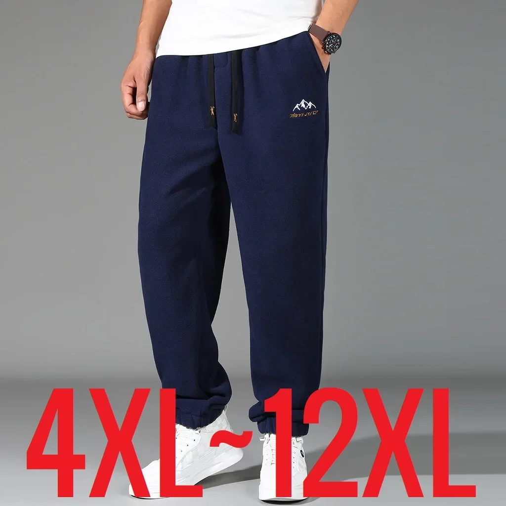 Winter Sweat Pants Men Polar Fleece Sport Jogger Trouser Male Brushed Warm Extra Large Size Sweatpant Big Plus 8XL 9XL 10XL 12XL