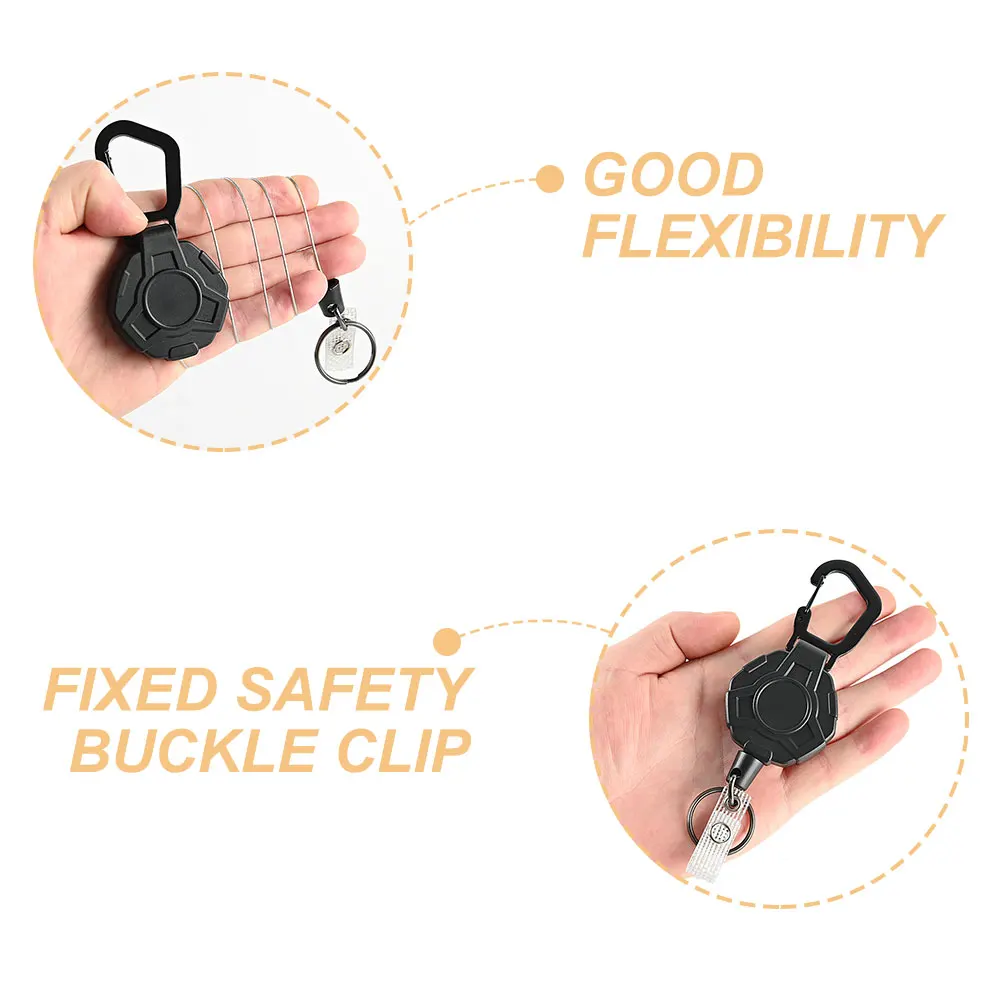 

2Pcs Retractable Keychain High Elasticity Stainless Steel Holder Portable Hanging Buckle Keys Climbing AntiLost Reel With Clip