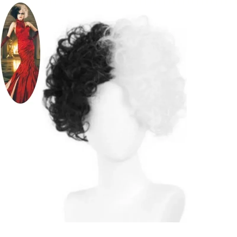 x;3,f'6;h\9/Anime Movie 101 Dalmatians Cruella De Vil Cosplay Costume Wig Black White Witch Red Dress Sexy Woman Out6'h.8\j,3/f' view 6