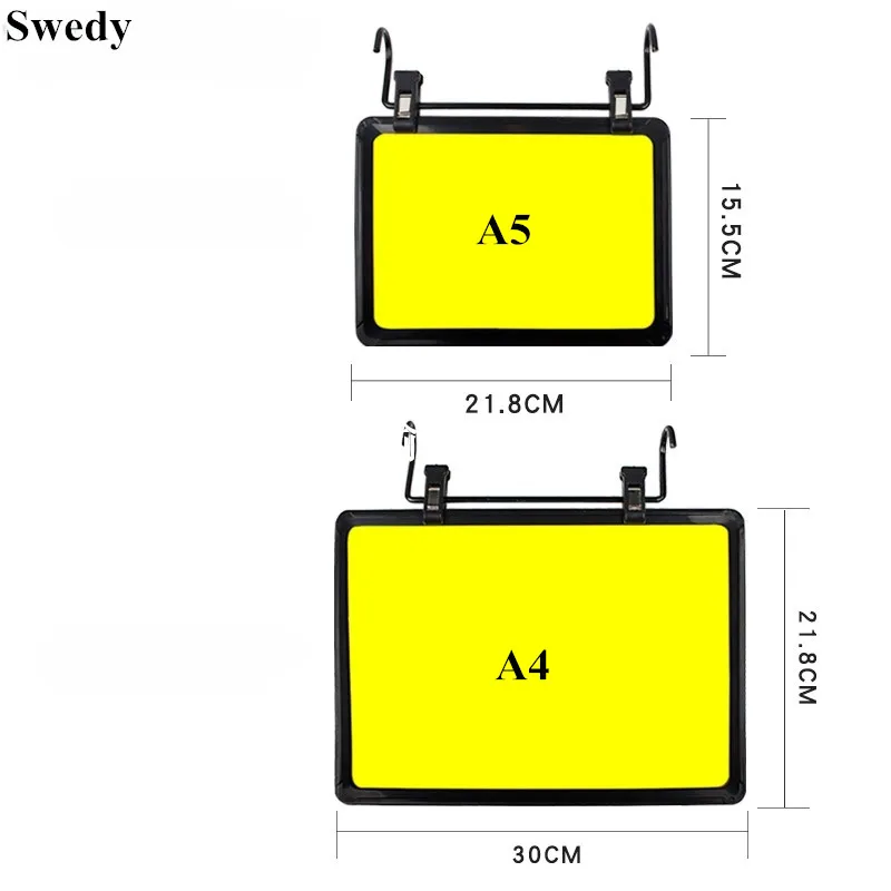 5 Pieces A4 210x297mm Supermarket Heavy-Duty A4 Hanging Sign Holder Clips Horizontal/Vertical Display Menu Price List Frame