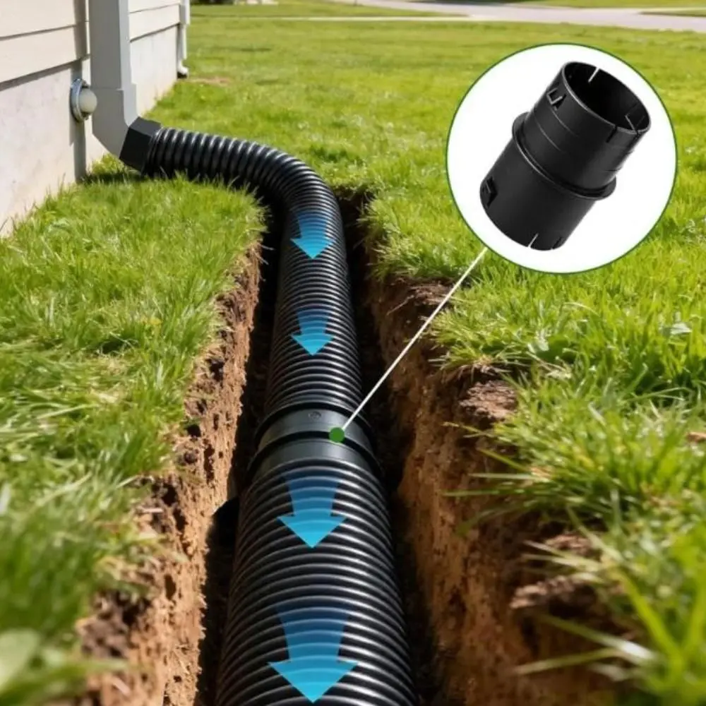 4-inch Pipe Internal Coupling Black Leak Proof Pipe Connector Adapter Drainage Adapter for 4-inch Corrugated Pipes