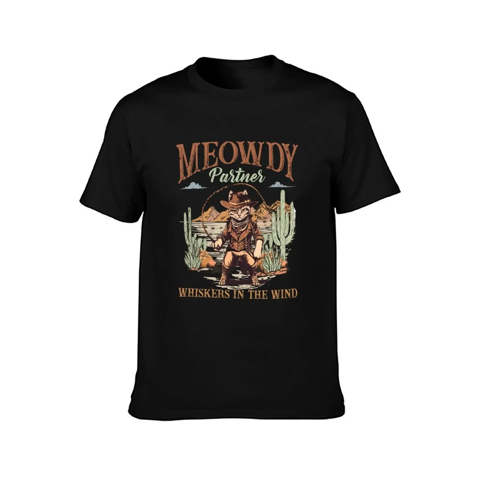 Meowdy Partner Whiskers In The Wind Shirt Cowboy Cat For Men, For Women, Vintage Cowboy Gift T-Shirt