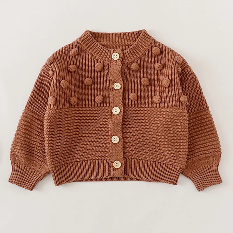 Winter Spring Korean Style Children Clothes Toddler Baby Girl Knitting Cardigan Long Sleeve Solid Color Sweater Cardigan Coat