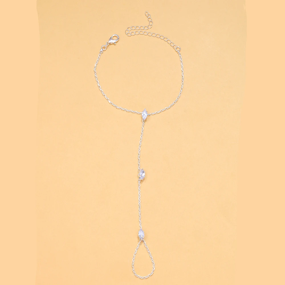 2025 Party Bohemia Rhombus Crystal Bracelet Hand Jewelry for Women Simple Thin Chain Finger Bracelet Jewelry Accessories Gift image 5
