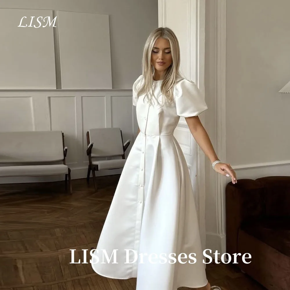

LISM Simple A-Line Formal Dresses Photo Shoot Cotton O-Neck Mid Length Regular Sleeves Elegant Prom Gowns Customized Corsets