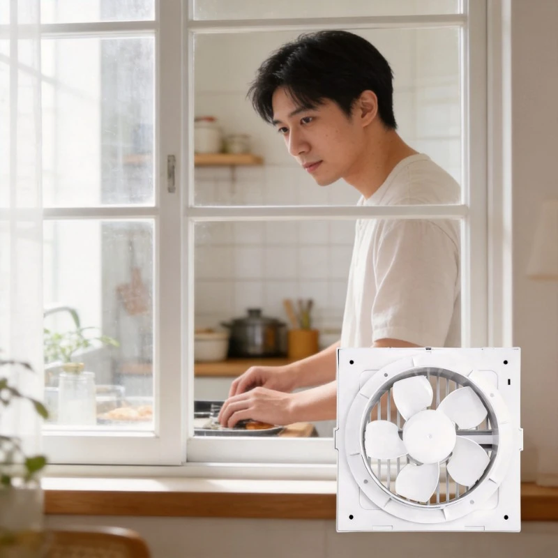 4/6/8 Inch Exhaust Fan, Wall Glass Window Mounted Low Noise Ventilation Fan for Kitchen Bathroom Household Use