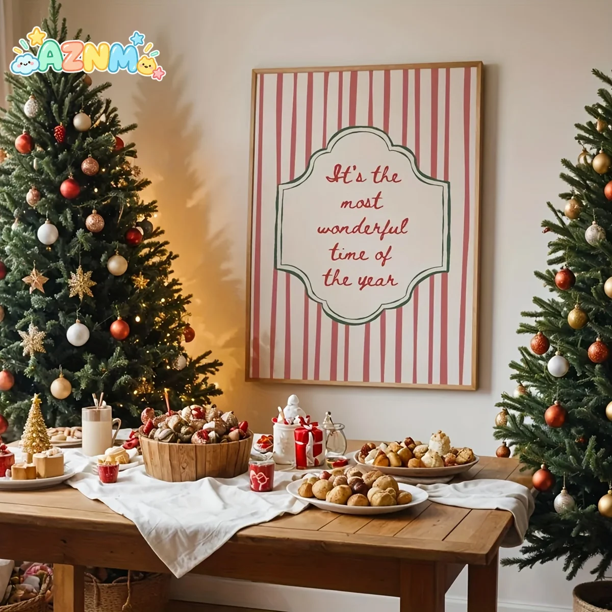 2D Flat, 1pc/Set It's The Most Wonderful Time Of The Year Inspirational Quotes Poster Print, Trendy Holiday Wall Art, Vintage