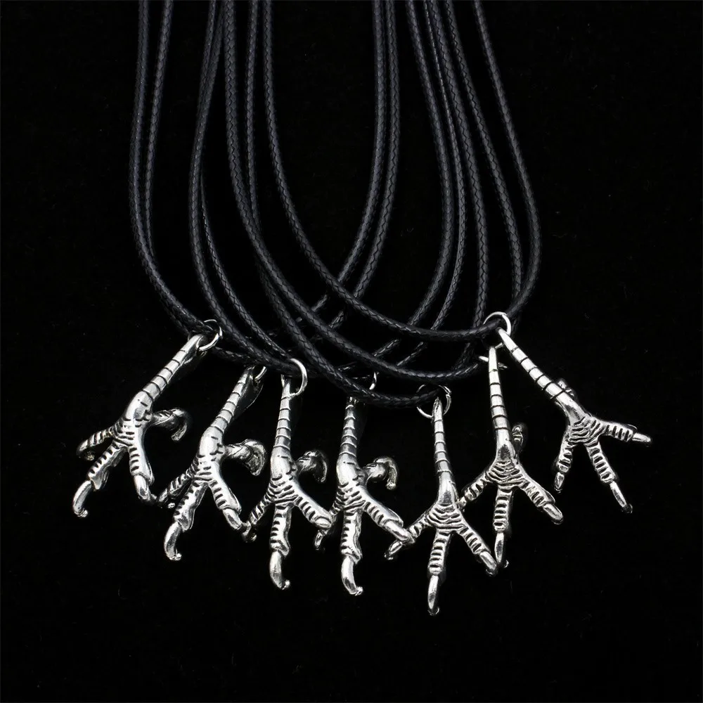 10pcs Antique Silver Gothic Raven Claw Pendant Animal Crow Bird Eagle Talon Necklaces Hot Charms Punk Jewelry Whoelsale