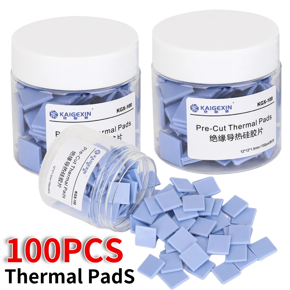 100pcs/set 2UUL Thermal Silicone Pads 12x12x1.5mm Pre Cut Mat For Phone Pad Macbook MotherBoard GPU CPU Repair Heat Dissipation