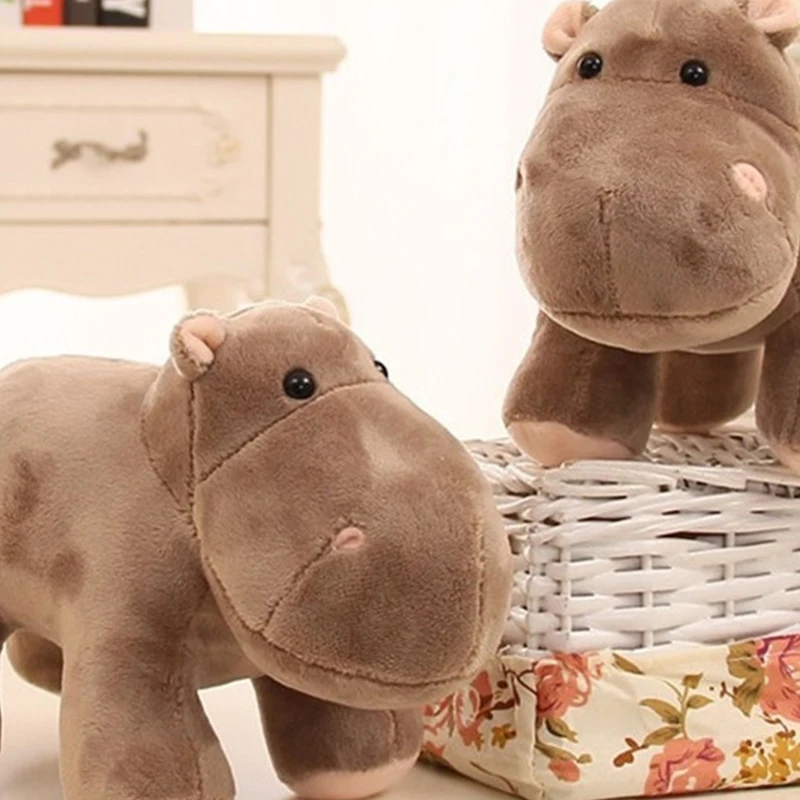 Simulation Animal Plush Doll Toys Stuffed Elephant Hippo Rhino Pillow Appease Doll Figurine For Kids Birthday Gift 20cm-25cm